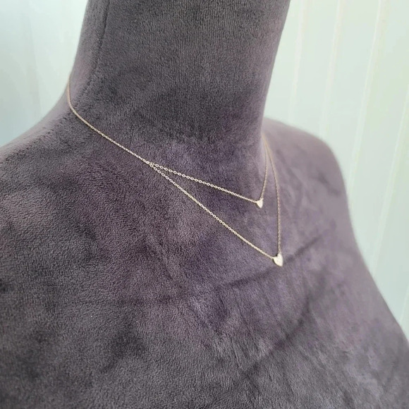 Womens N925 Silver Plated Rose Gold Heart Layered Pendant Necklace Choker Gift - Picture 2 of 9